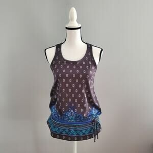 Athleta Tic Tac Toe Razor Back Paisley Tank Gray Size S